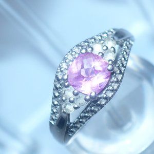 Vintage P4SR (Silver Palladium Gold Platinum) Ring Signed P4SR Pink Topaz